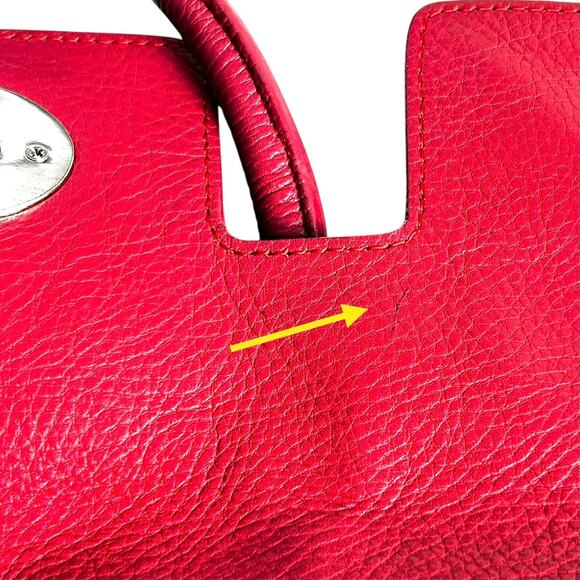 Bayswater Inspired Leather Tote Satchel Red Silver Toned Hardware READ - Picture 13 of 16